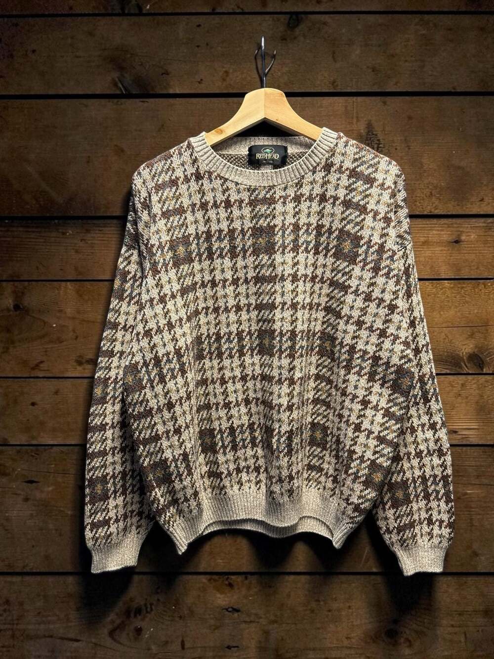 RedHead Vintage Houndstooth Crew Neck Knit Sweater